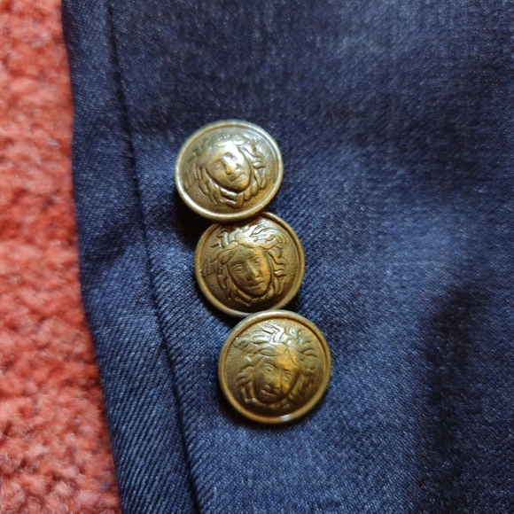 80's Gianni Versace Double breasted Wool Suit Jacket Medusa Buttons Size 44R - Picture 10 of 13